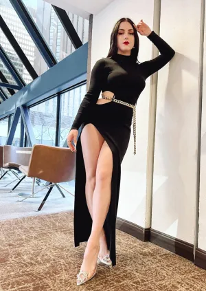 Vittoria Black Knit Cut Out Dress