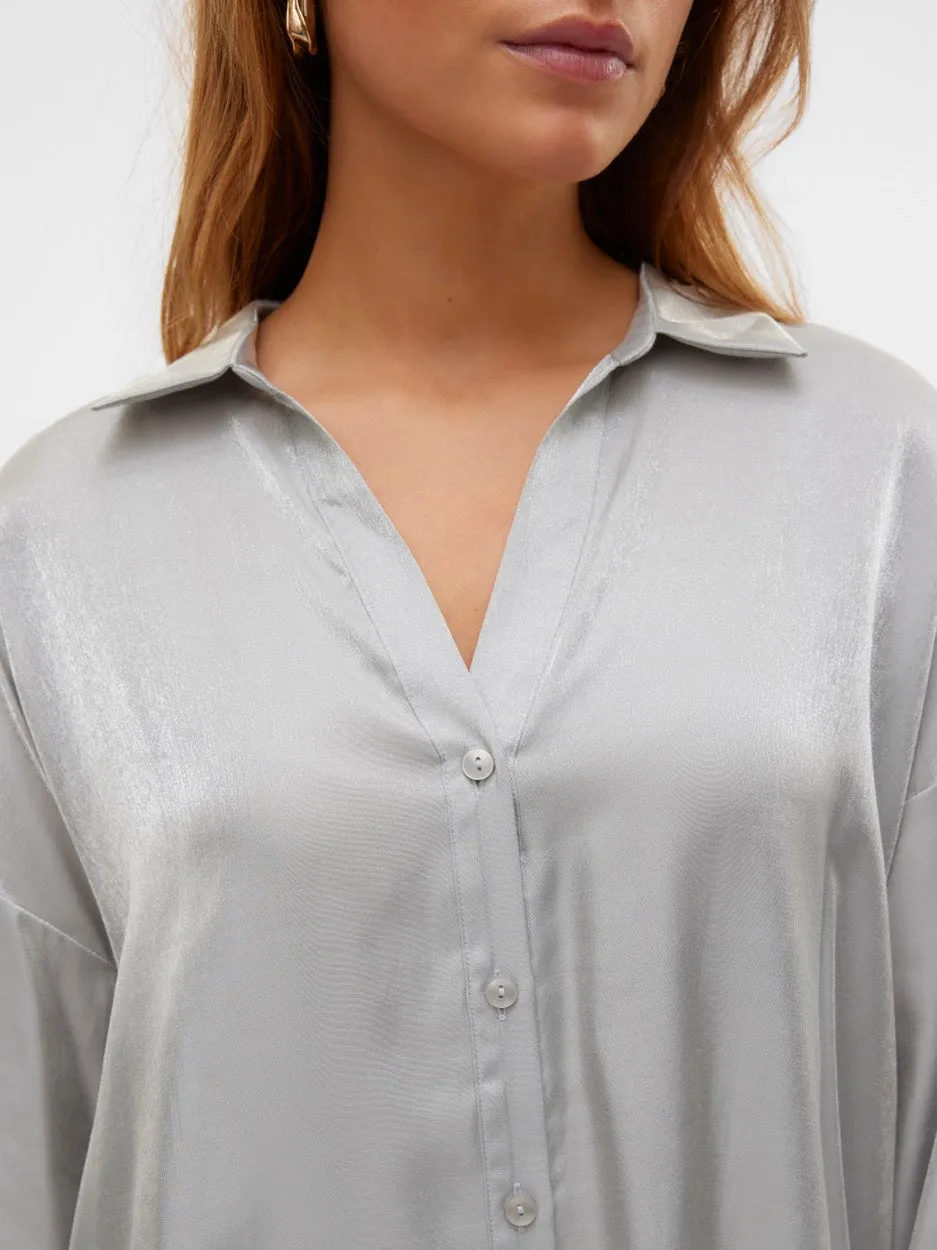 Vmqueeny Ls Shirt Wvn Ga - Zilverkleurig