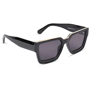 Voyage UV Protected Black Square Men & Women Sunglasses (952MG3669 |Black Lens | Black Frame)