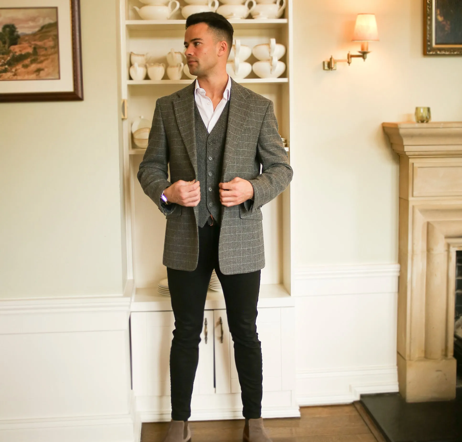 Waistcoat, Charcoal Herringbone