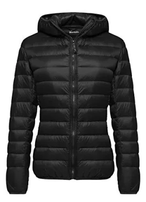 Wantdo Women's Hooded Packable Ultra Light Weight Down Coat Short Outwear(Black,US X-Large)