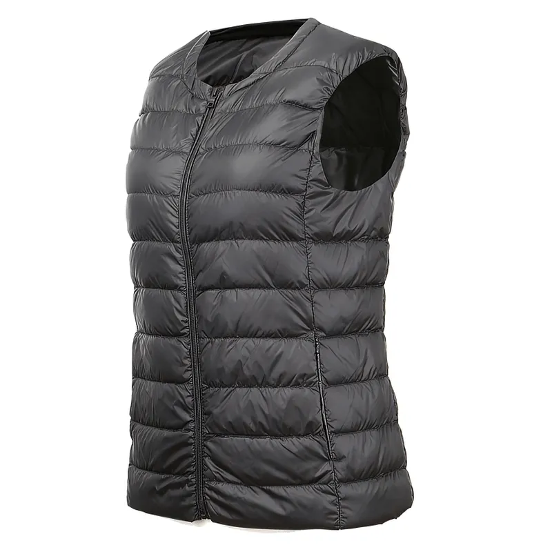 Warm Solid Women's Vest with Pockets / Oversize Ultra Light Female Outwear - SF0090