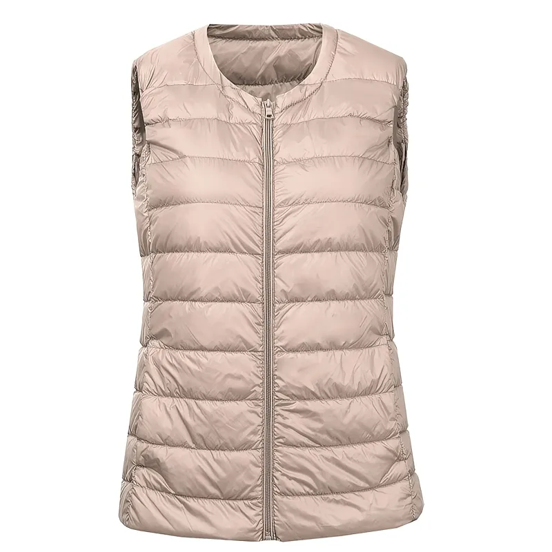 Warm Solid Women's Vest with Pockets / Oversize Ultra Light Female Outwear - SF0090