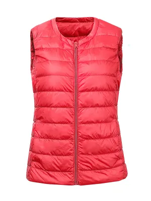 Warm Solid Women's Vest with Pockets / Oversize Ultra Light Female Outwear - SF0090