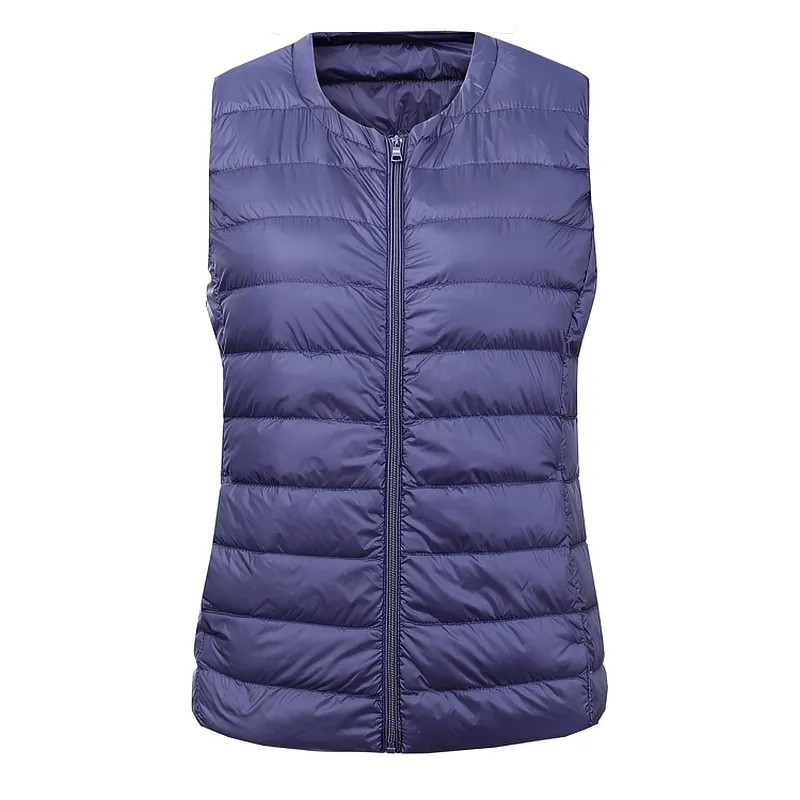 Warm Solid Women's Vest with Pockets / Oversize Ultra Light Female Outwear - SF0090