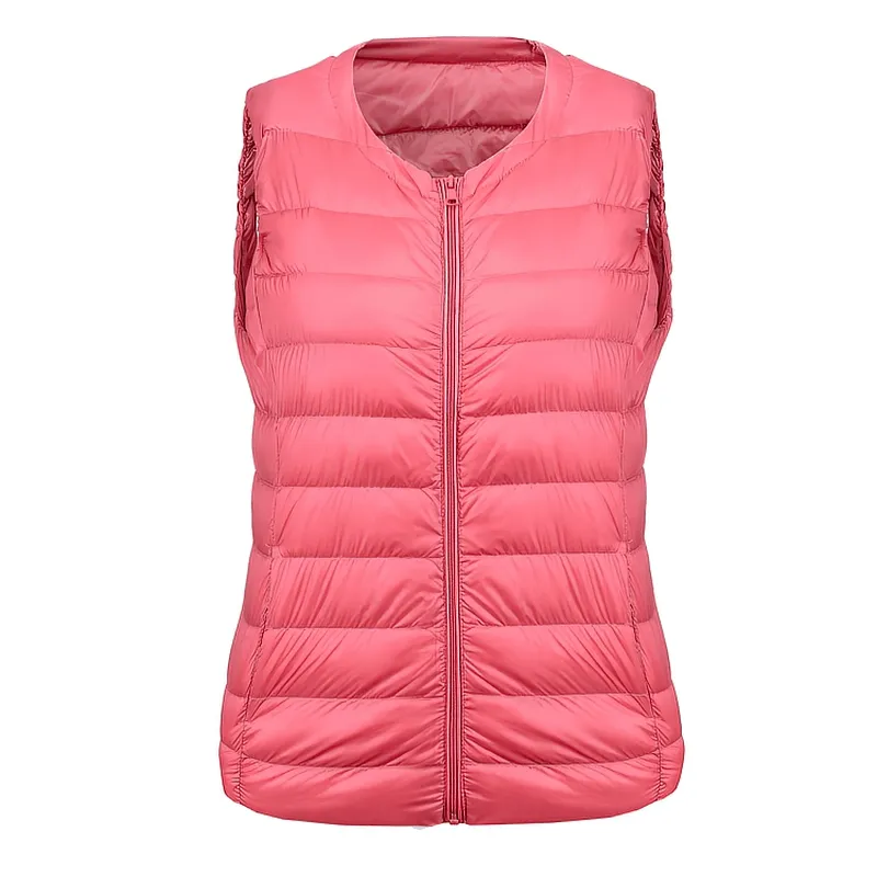 Warm Solid Women's Vest with Pockets / Oversize Ultra Light Female Outwear - SF0090