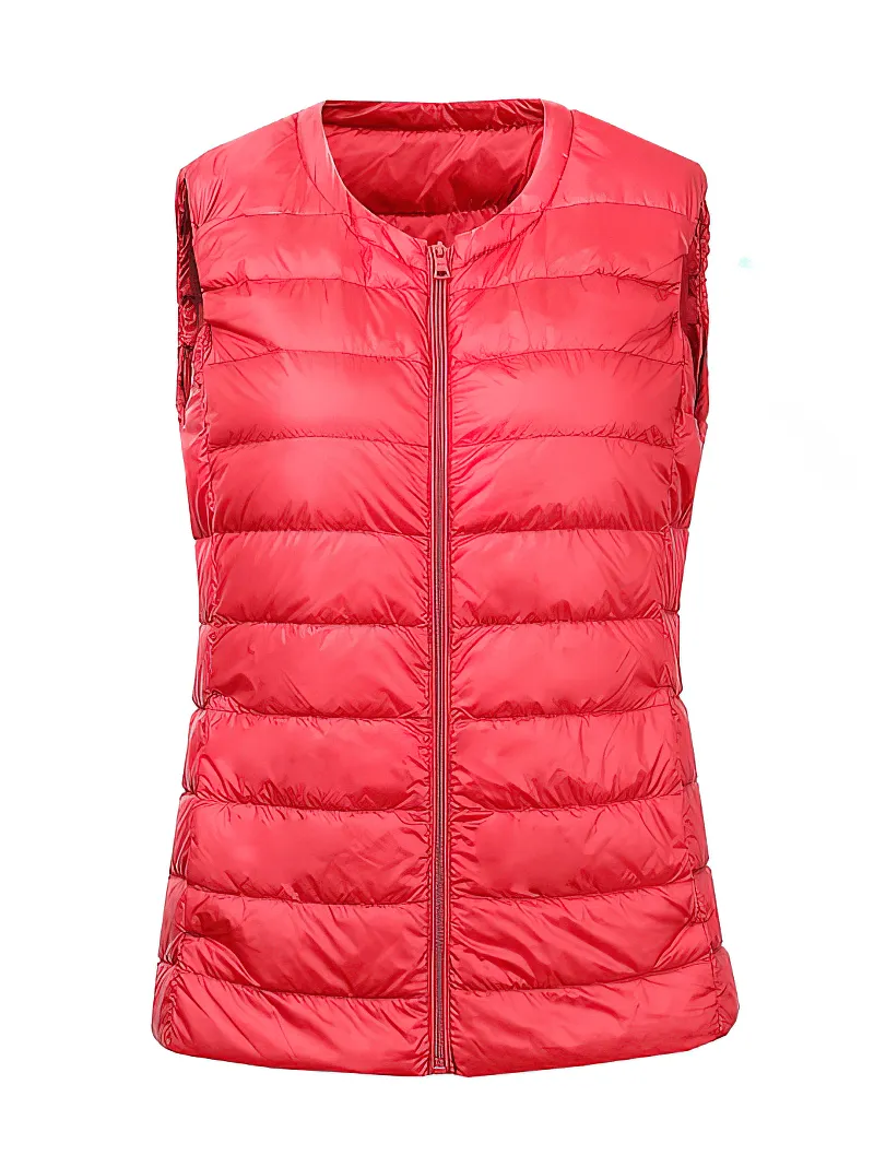 Warm Solid Women's Vest with Pockets / Oversize Ultra Light Female Outwear - SF0090