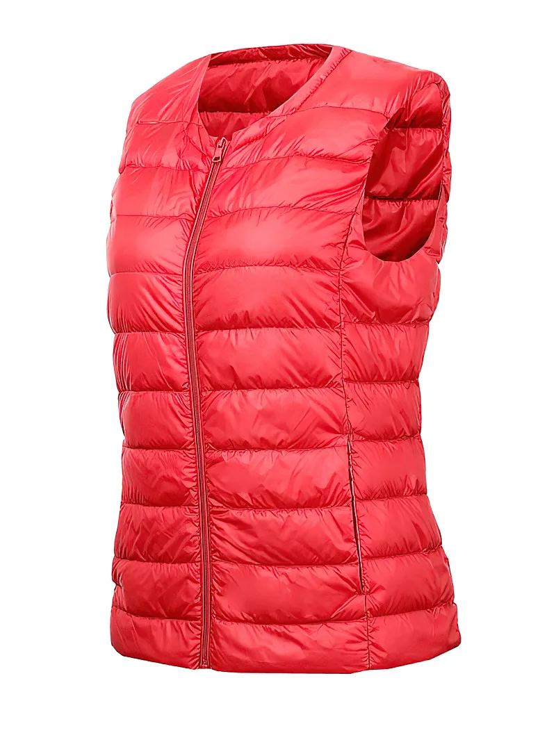 Warm Solid Women's Vest with Pockets / Oversize Ultra Light Female Outwear - SF0090