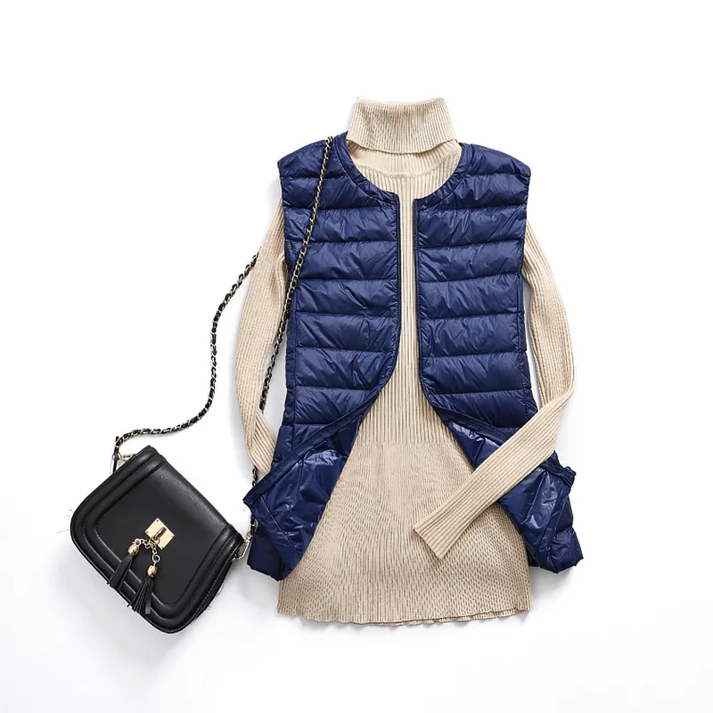 Warm Solid Women's Vest with Pockets / Oversize Ultra Light Female Outwear - SF0090