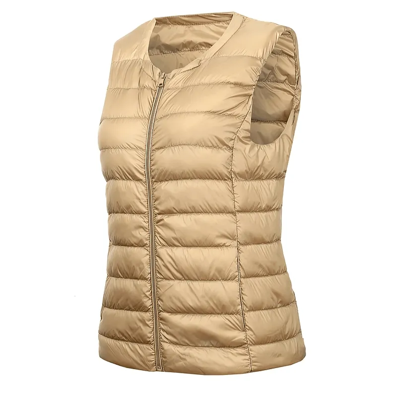 Warm Solid Women's Vest with Pockets / Oversize Ultra Light Female Outwear - SF0090