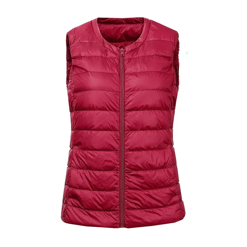 Warm Solid Women's Vest with Pockets / Oversize Ultra Light Female Outwear - SF0090