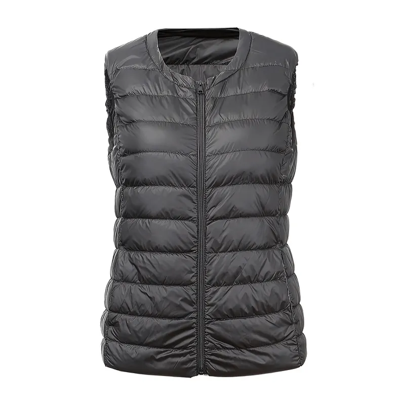 Warm Solid Women's Vest with Pockets / Oversize Ultra Light Female Outwear - SF0090