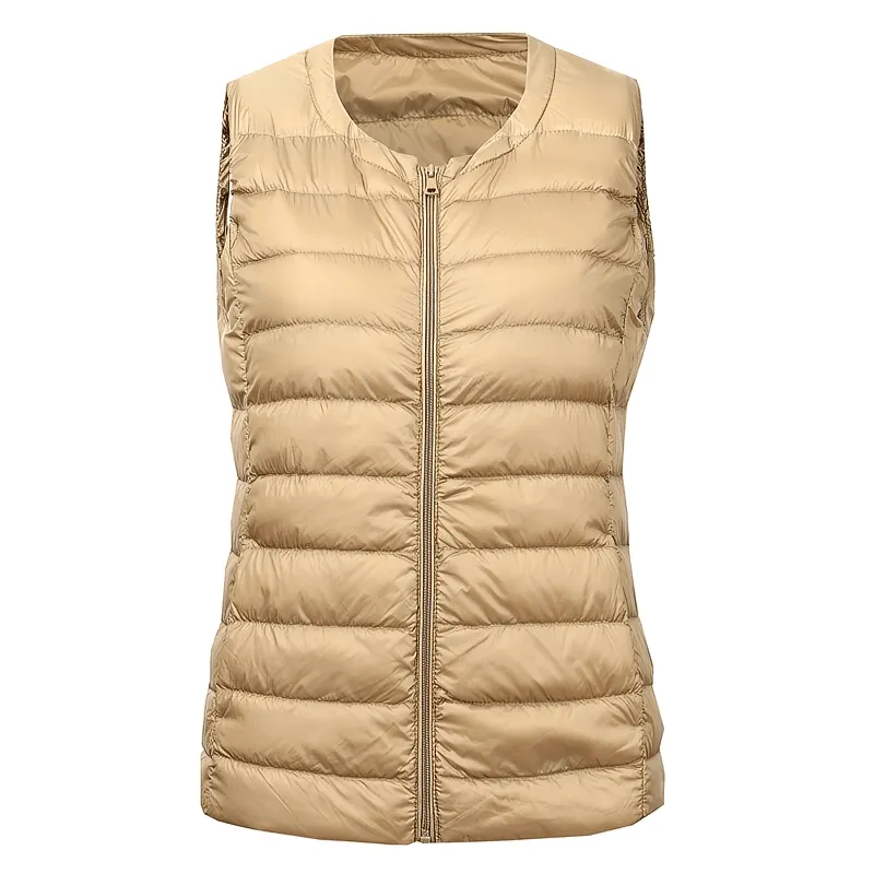Warm Solid Women's Vest with Pockets / Oversize Ultra Light Female Outwear - SF0090