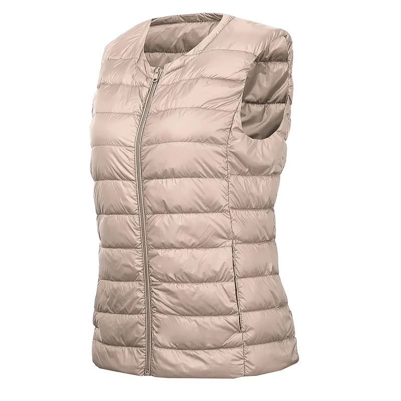 Warm Solid Women's Vest with Pockets / Oversize Ultra Light Female Outwear - SF0090