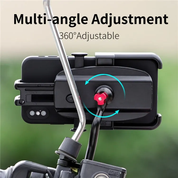 WEST BIKING  Bike Mobile Phone Holder Aluminum 360 Rotatable Electric Bike Scooter Motorcycle Phone Stand,Style: Rearview Mirror Style
