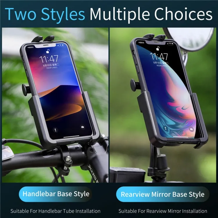 WEST BIKING  Bike Mobile Phone Holder Aluminum 360 Rotatable Electric Bike Scooter Motorcycle Phone Stand,Style: Rearview Mirror Style