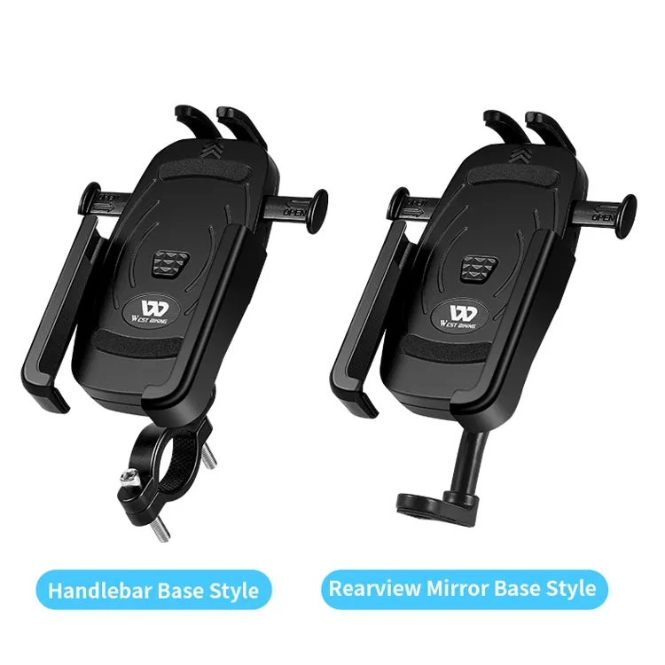 WEST BIKING  Bike Mobile Phone Holder Aluminum 360 Rotatable Electric Bike Scooter Motorcycle Phone Stand,Style: Rearview Mirror Style