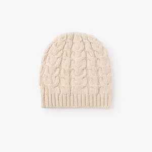 Wheat Horseshoe Cable Knit Baby Hat