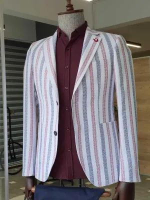White & Claret Red Striped Jacket