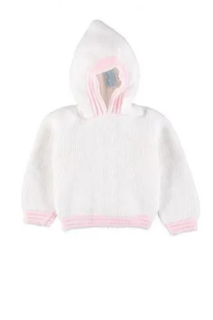 White and Pink Zip Back Hoodie