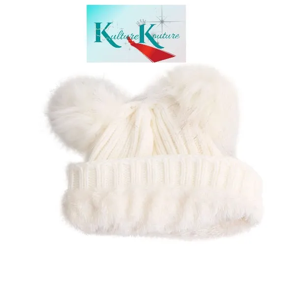 White Fur Snow Bunny Hat