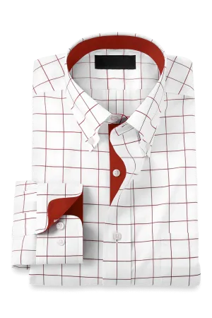 White Non-Iron Cotton Windowpane Casual Shirt