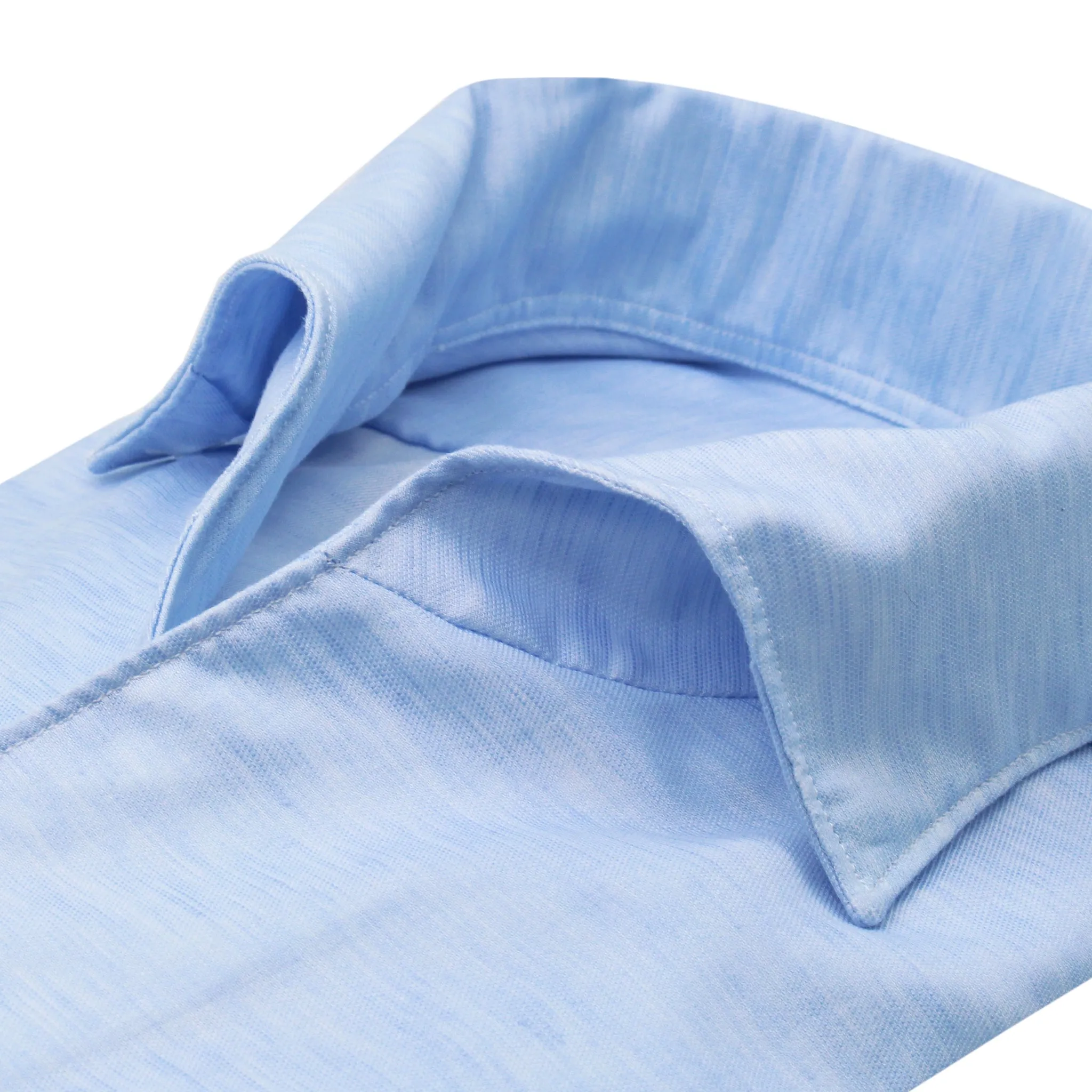 White slim fit shirt Milano Ustica collar, linen and cotton