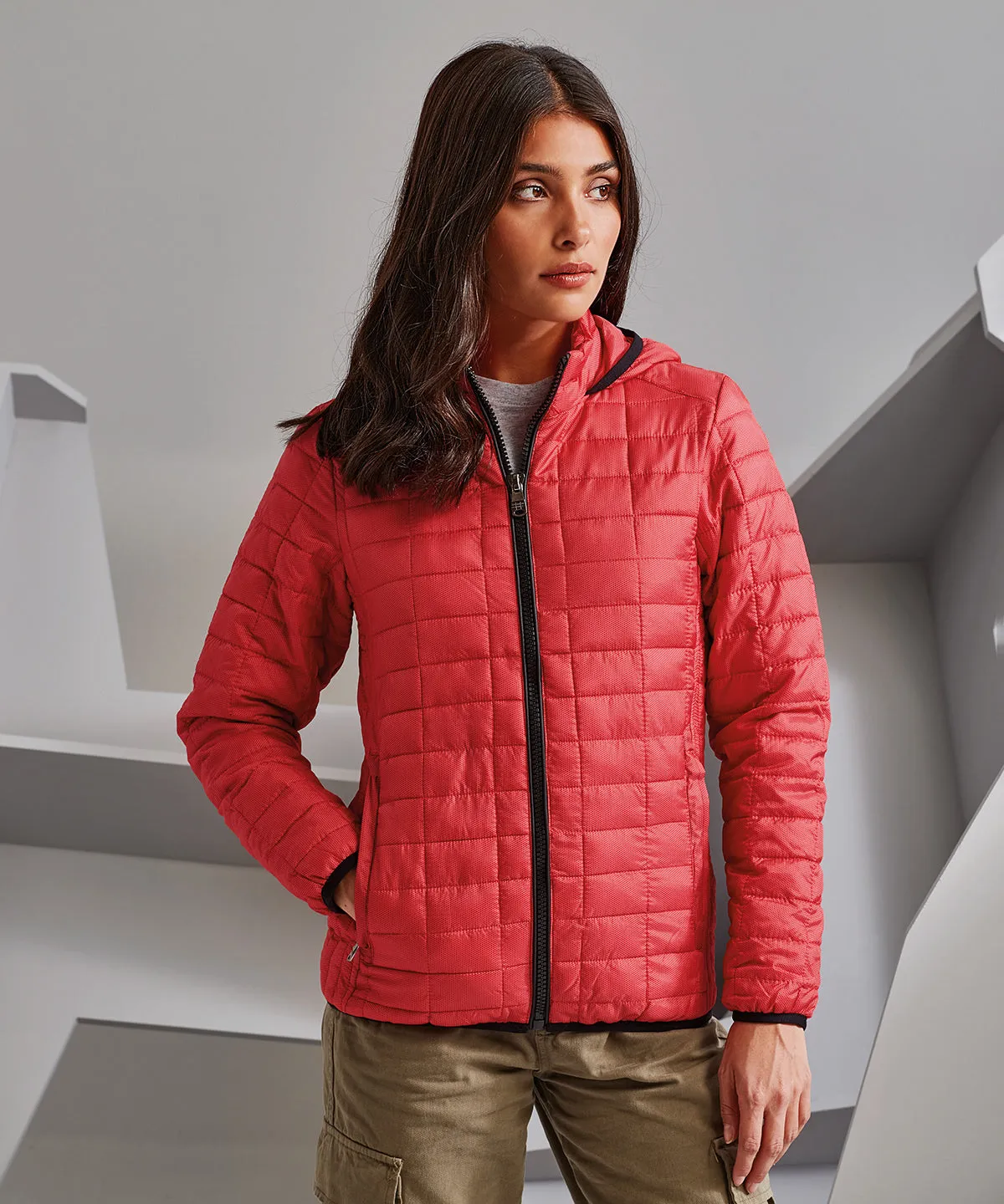 White - Women's honeycomb hooded jacket