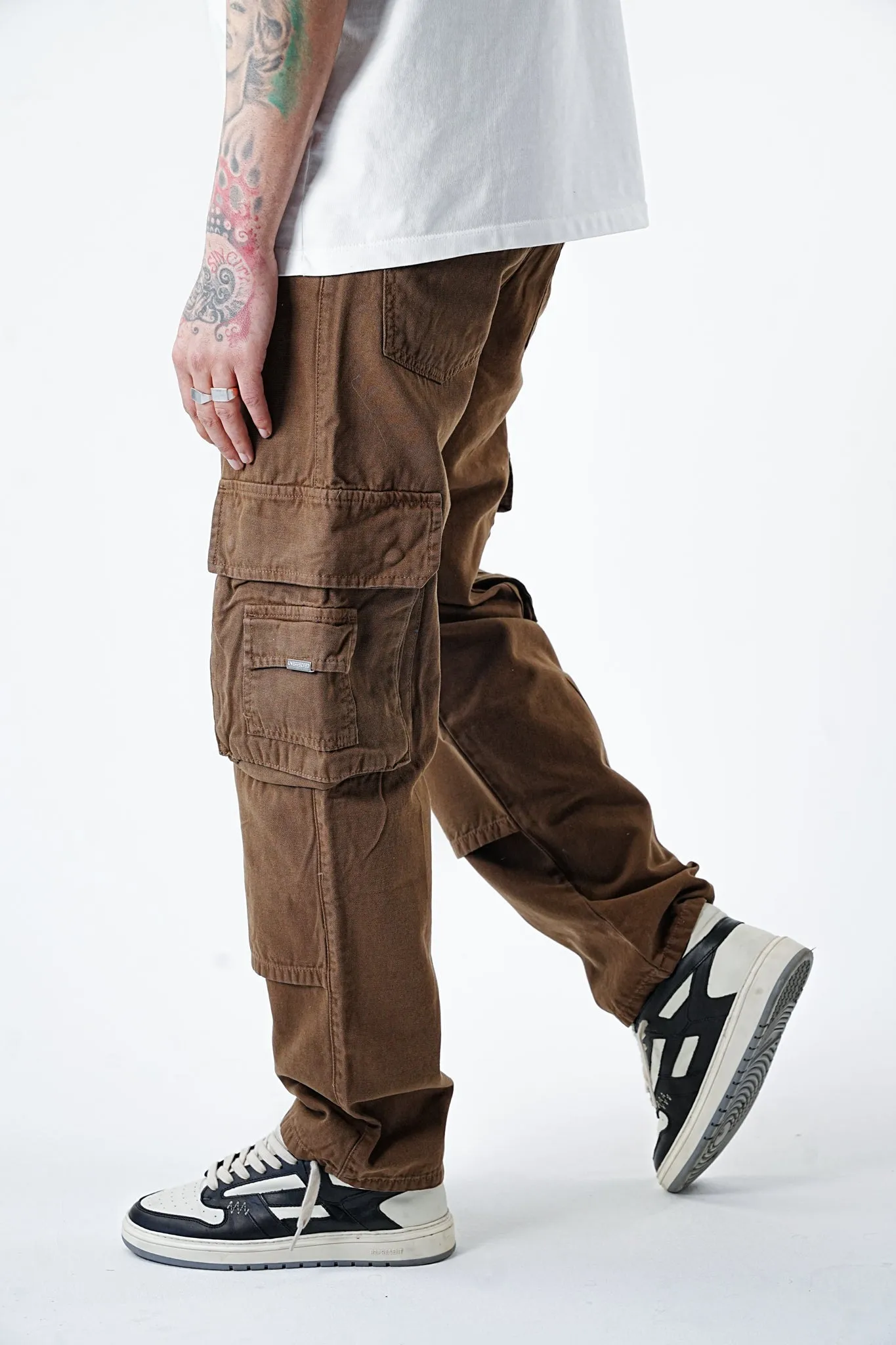 Wide Fit Premium Denim Cargo - Wood