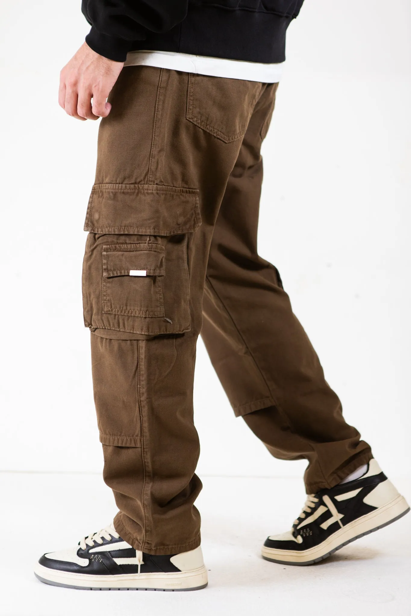 Wide Fit Premium Denim Cargo - Wood