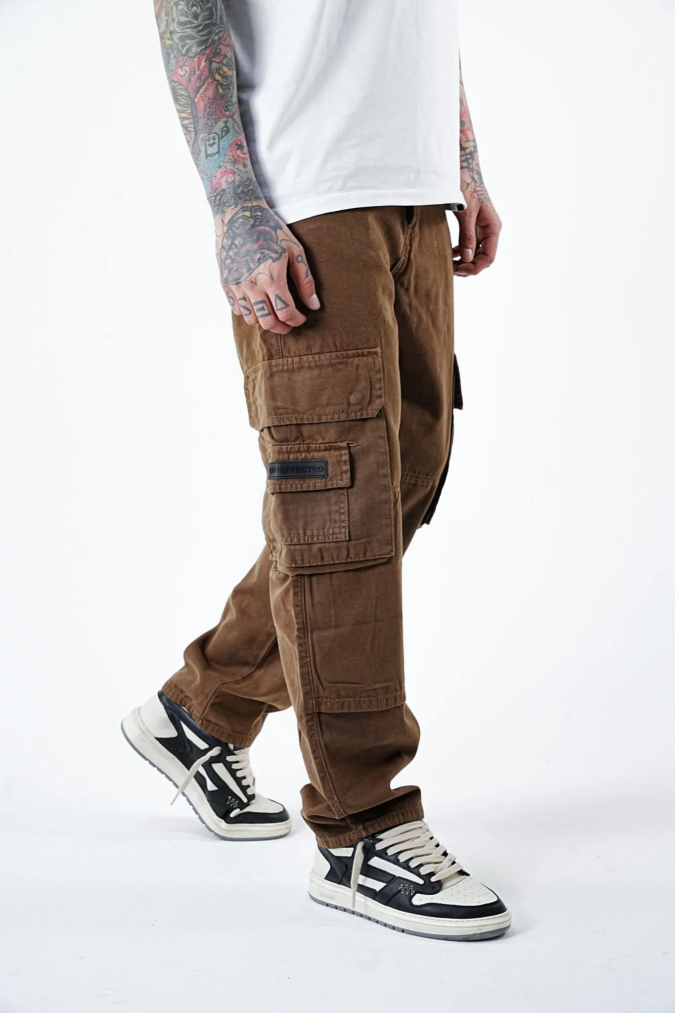 Wide Fit Premium Denim Cargo - Wood