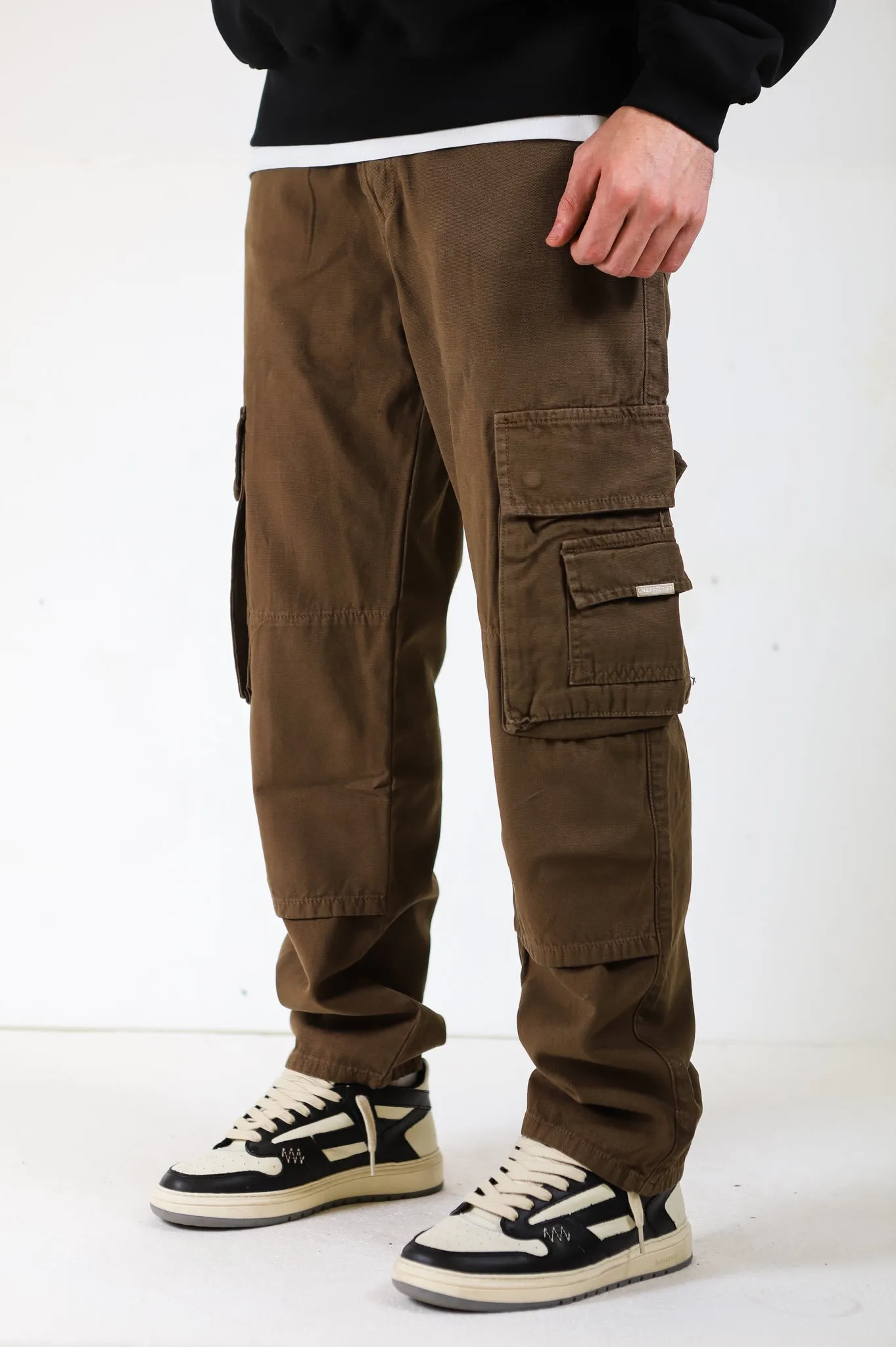Wide Fit Premium Denim Cargo - Wood