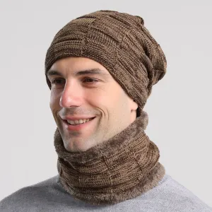 Winter pullover cap bib suit plush thickened men's knitting cap
