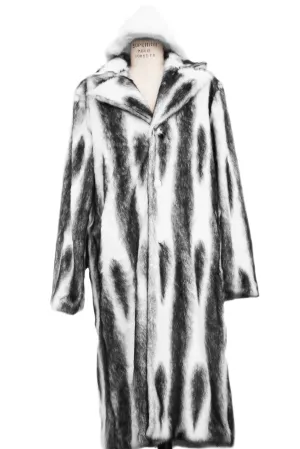 WINTER SPECIAL: FREE FUR HAT   Faux Wolf Fur Coat Buttoned 1pc Long Zoot Suit - Black