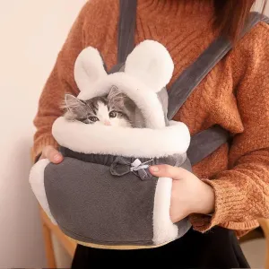 Winter Velvet Pet Backpack: Cozy Carrier for Small Dogs - Stylish Travel and Outdoor Adventures