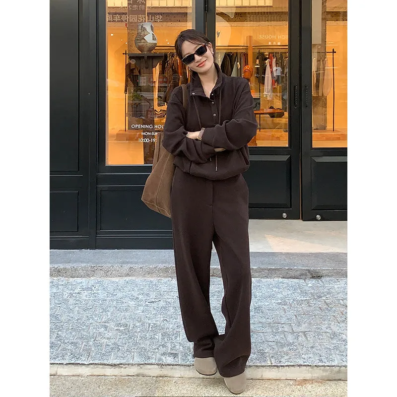 Wjczt aelfric eden hoodie Wool Thickened Sweater   Casual Pants 2024 Winter Korean Fashion Two-Piece Suit Female A9275