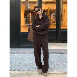 Wjczt aelfric eden hoodie Wool Thickened Sweater   Casual Pants 2024 Winter Korean Fashion Two-Piece Suit Female A9275