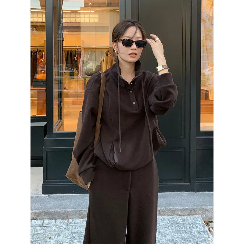 Wjczt aelfric eden hoodie Wool Thickened Sweater   Casual Pants 2024 Winter Korean Fashion Two-Piece Suit Female A9275