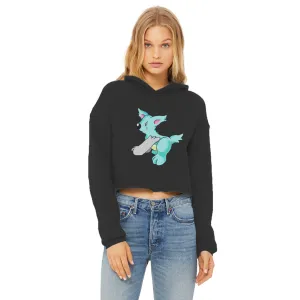 Wolfin Ladies Cropped Raw Edge Hoodie
