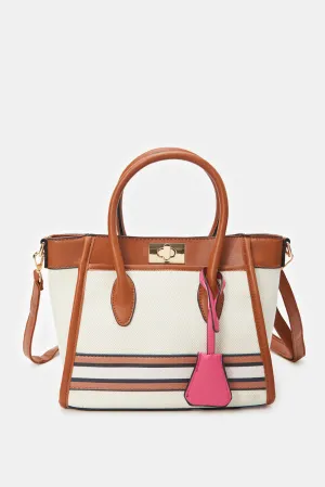 Women Beige Canvas Day Bag