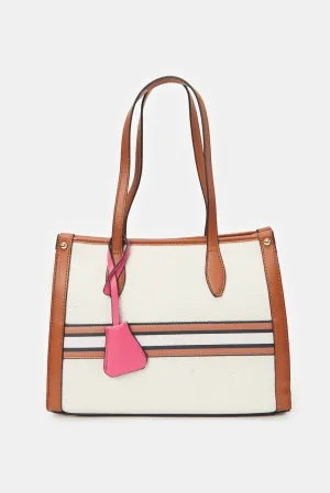 Women Beige Canvas Tote Bag