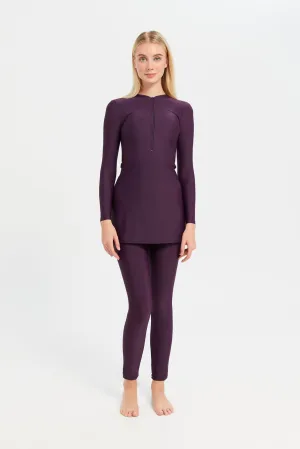 Women Purple Plain Burkini Set (2 Piece)