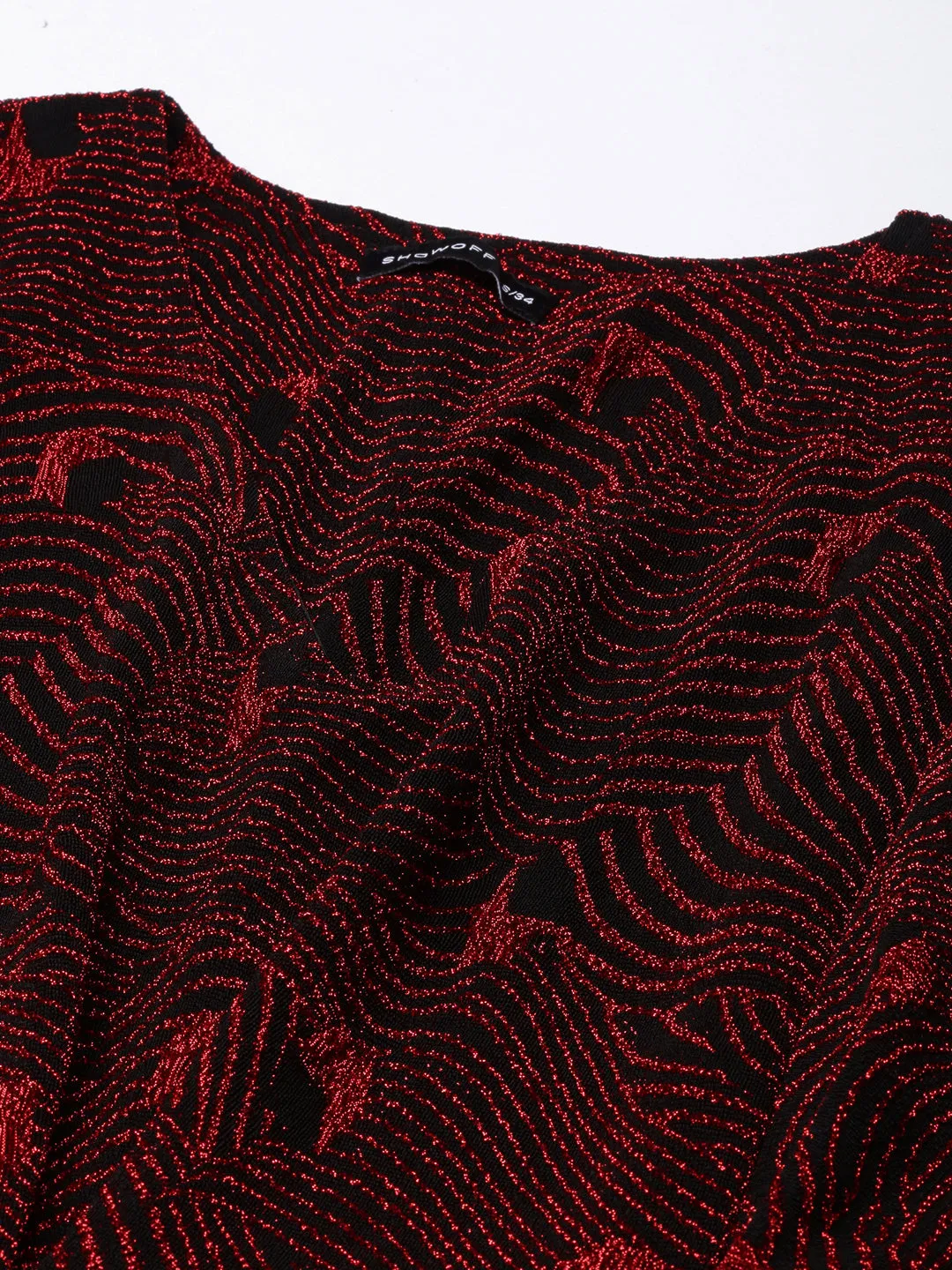 Women Red Abstract Fit and Flare Dress