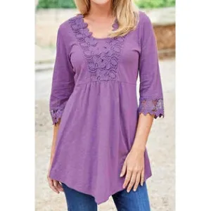 Women Trendy Square Neck Superb Embroidered Pattern Relax Fit Breathable Blouse - C11716KMSB