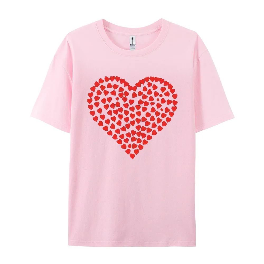 Women Valentine's Day Love Red Heart Print Graphic T-shirt