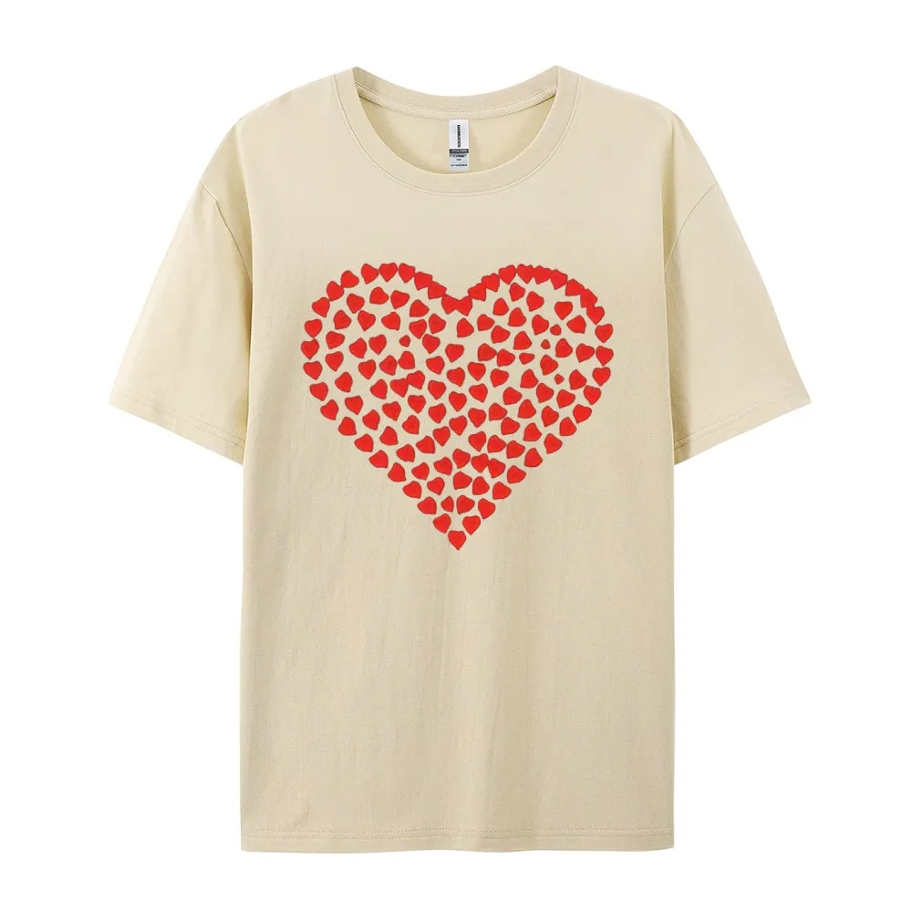Women Valentine's Day Love Red Heart Print Graphic T-shirt