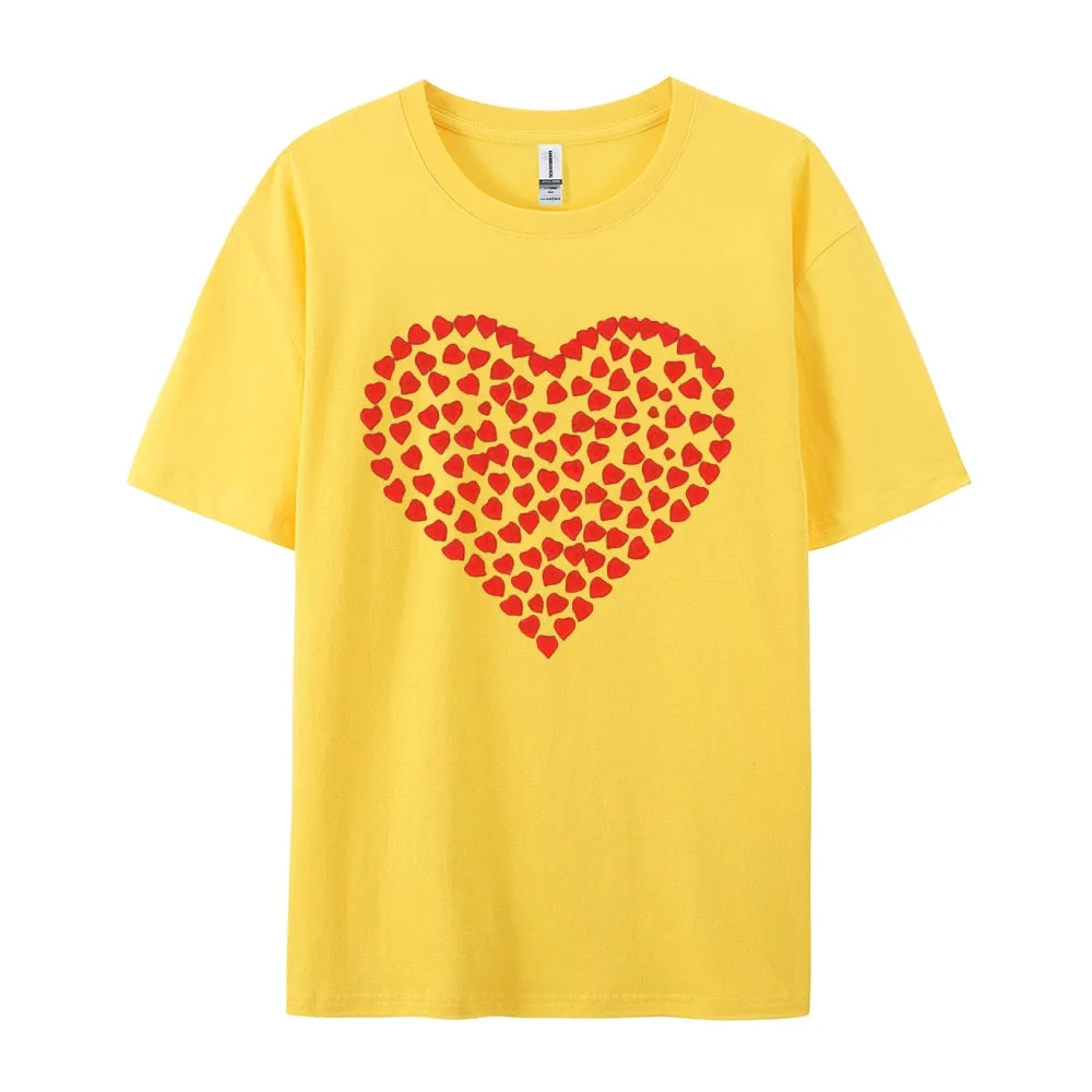 Women Valentine's Day Love Red Heart Print Graphic T-shirt
