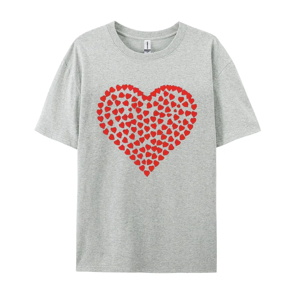 Women Valentine's Day Love Red Heart Print Graphic T-shirt