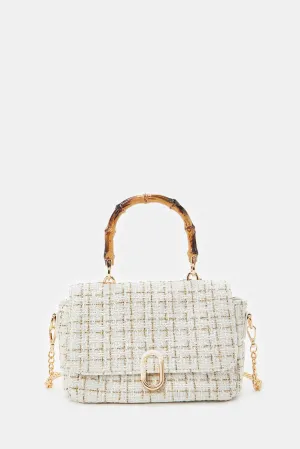 Women White Embellished Cross Body Bag
