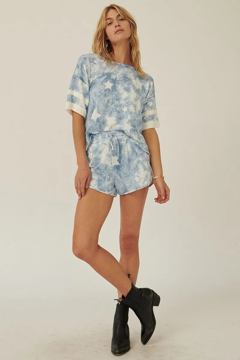Women's A Star-pattern Tie-dye Knit Top